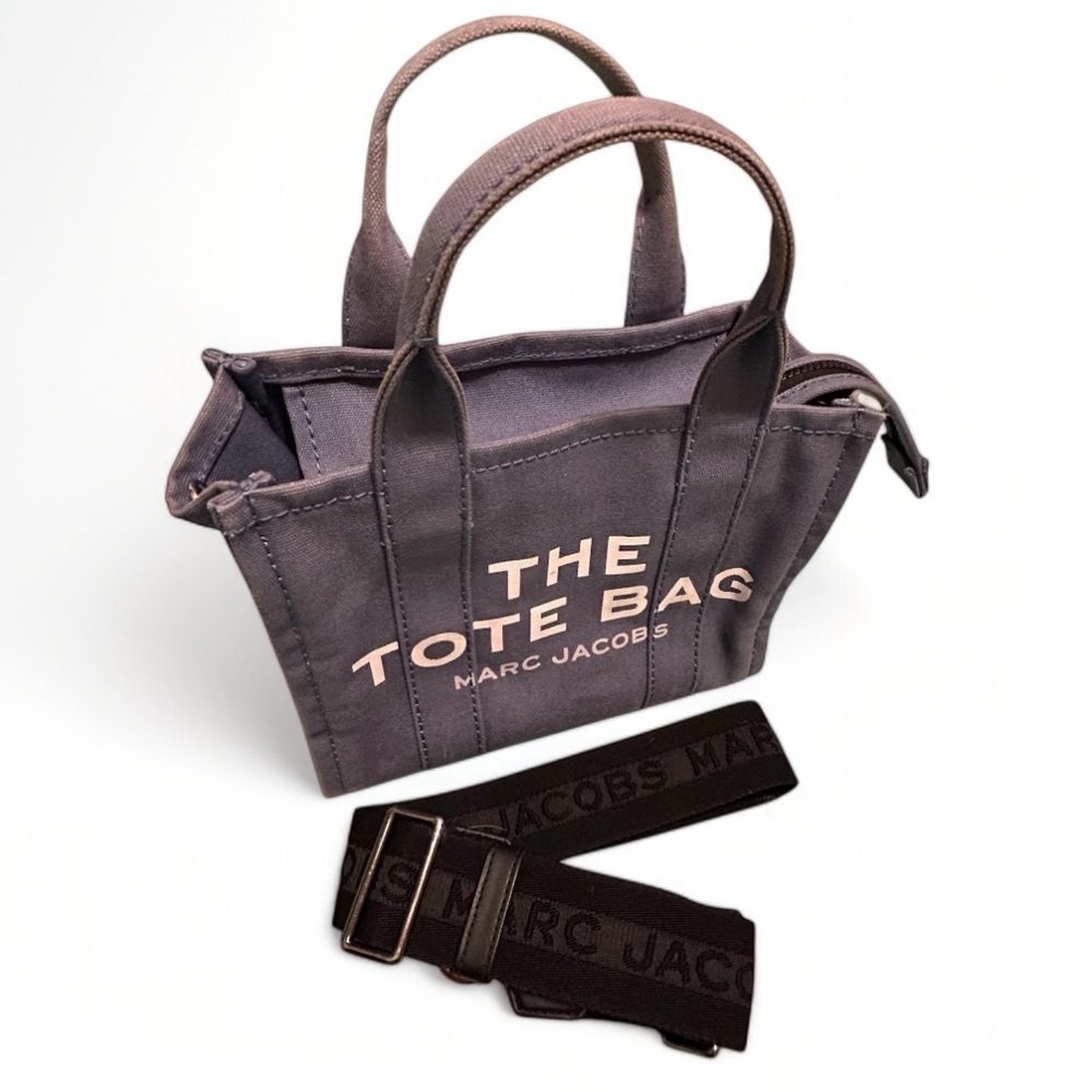 Marc Jacobs The Tote Bag Canvas Mini Tote in Slate blue with Cream Logo - Picture 16 of 16